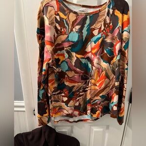 Westbound NWT multi colored LS top Sz L 58% cotton, 39% rayon 3% spandex.
